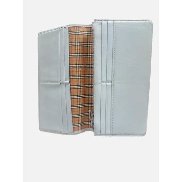 Burberry Baby Blue Leather Wallet with Nova Check Interior - Picture 5 of 9